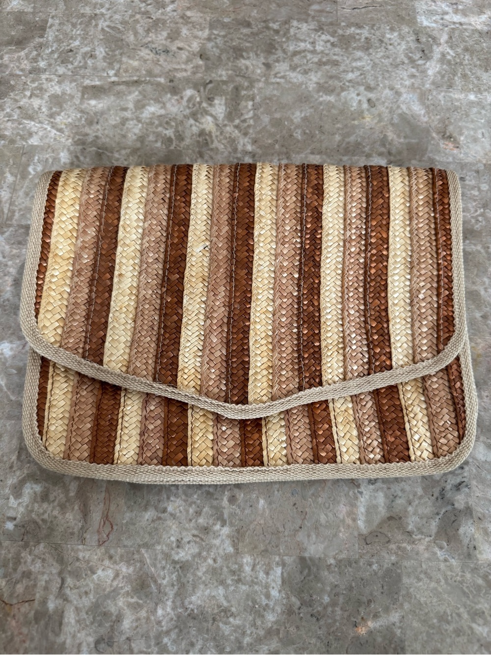 Vintage 1950s Straw Clutch Woven Summer bag Retro Resort Beach excellent